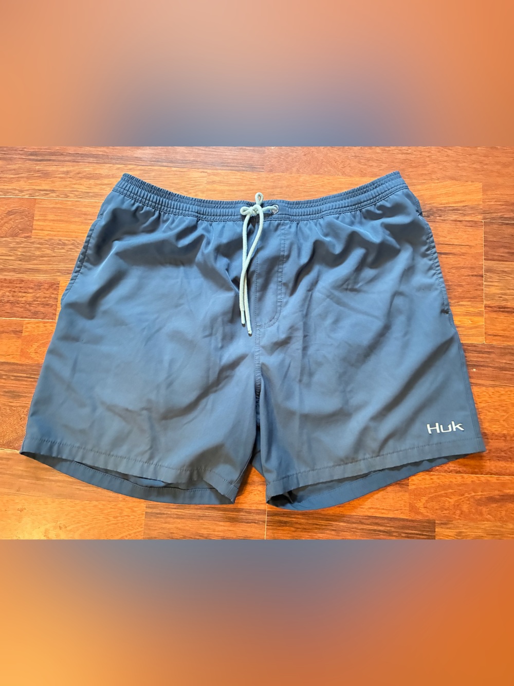 Huk Men's Slate Blue Swim Trunks with Drawstring